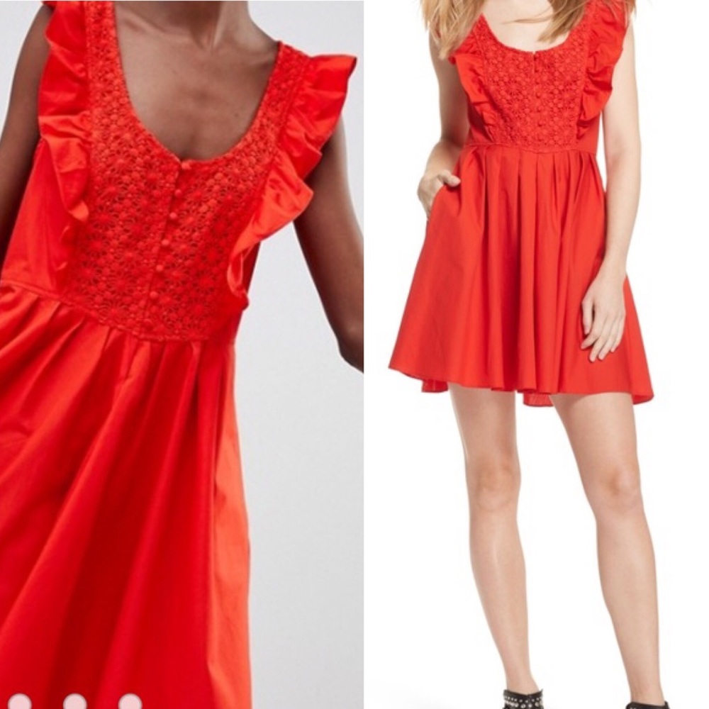 Free People Half Moon Hot Lava Mini Dress